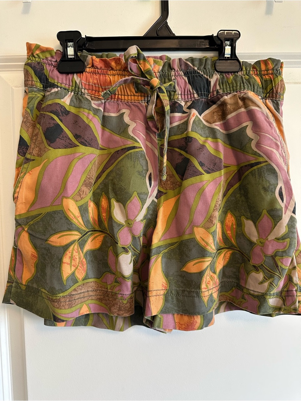 Women’s Floral Drawstring Shorts - Olive & Pink Cynthia Rowley